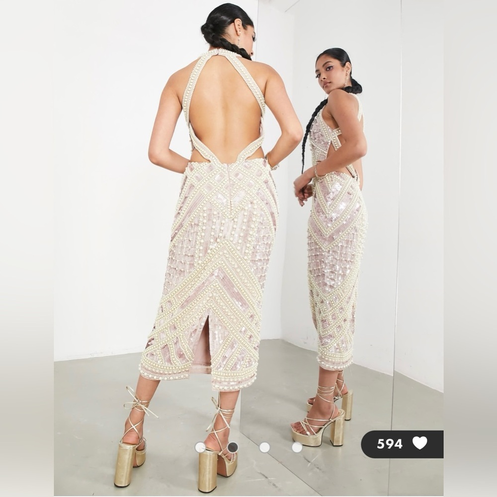 midi dress ruffle Petal and Pup Women's Cally Sleeve Maxi FALL Size:M - L | in stock Length 51 Men's Ivory Button Down
